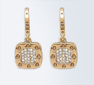 Gold Pave Dimple Earrings